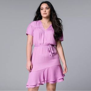 NEW Simply Vera Vera Wang Asymmetrical-Hem Ruffle Dress Large